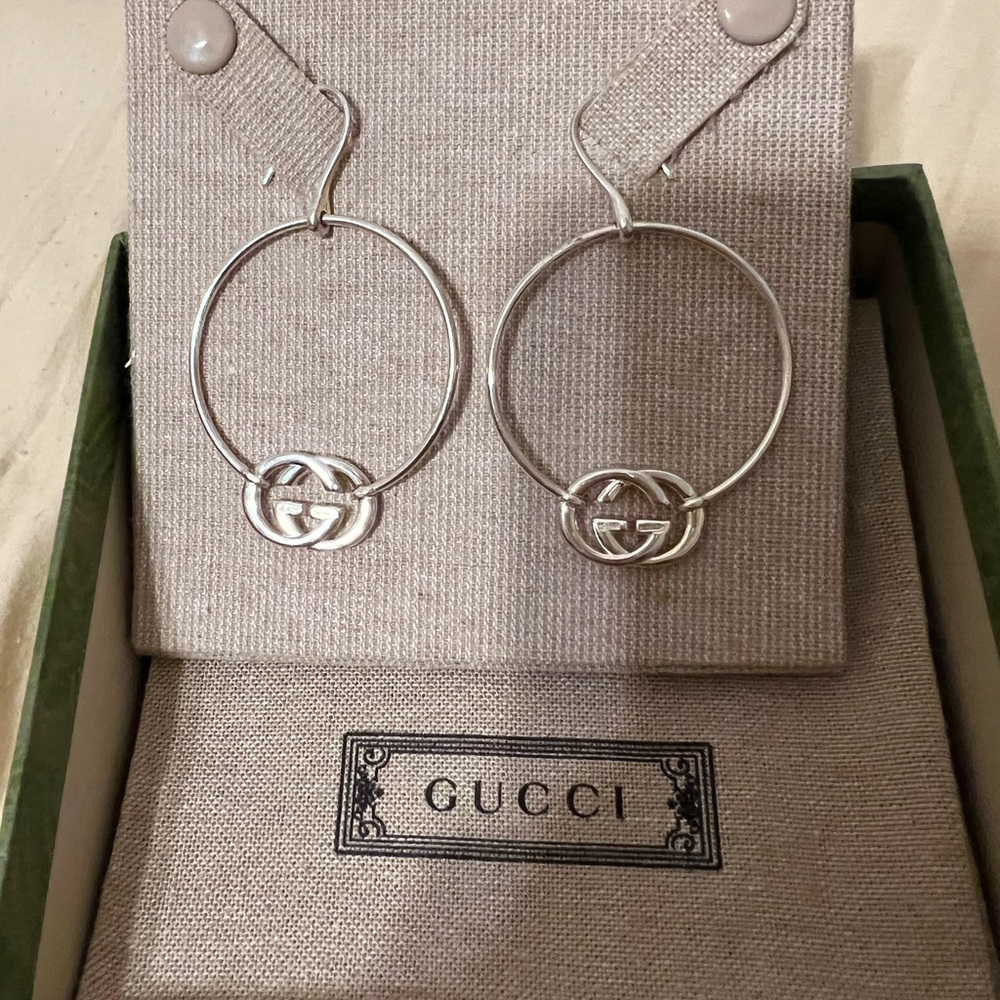 Authentic Gucci Britt Sterling Silver GG earrings